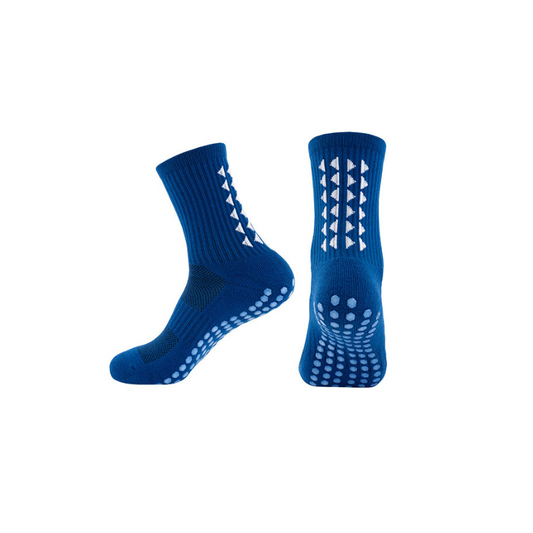 Rutschfeste Wadensocken – Blau/Weiß